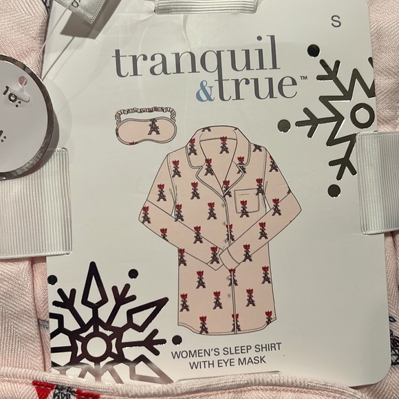 NWT Womens Long Sleep Button Up Shirt With Eye Mask - Picture 3 of 3